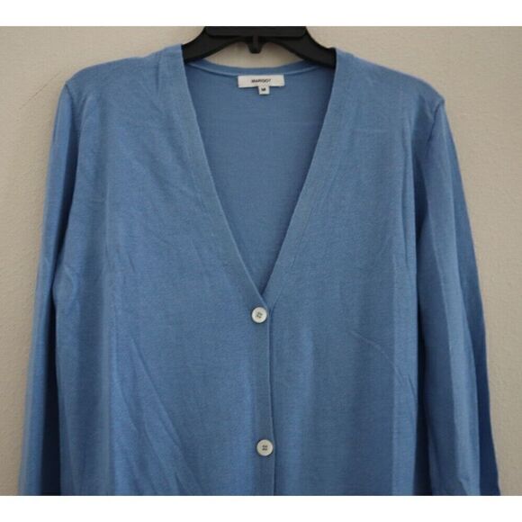 MARIGOT Women's Sz M Summer Blue Silk & Cashmere Classic Cardigan Sweater $389 - Picture 3 of 7